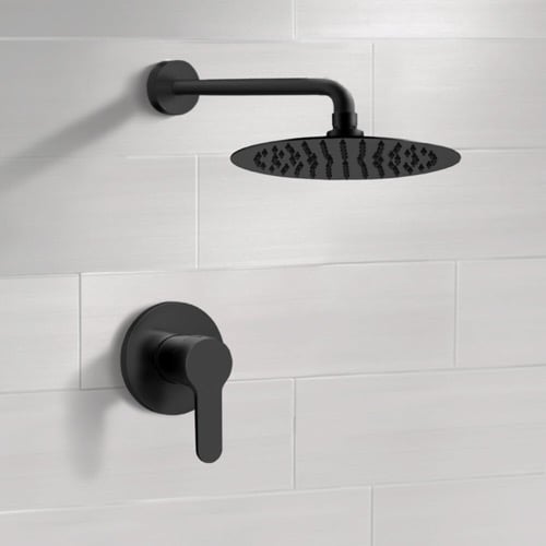 Matte Black Rain Shower Faucet Set, Rain Shower Head, Shower Faucet Remer SS42